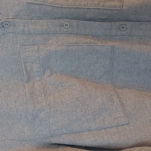 Eileen Fisher Organic Cotton Button Down Top Collarless Light Gray Size Medium - Picture 5 of 8